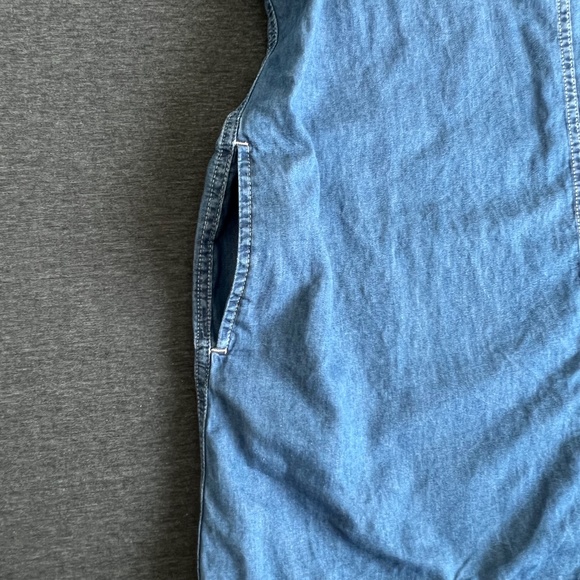 Calvin Klein Jeans Short Sleeve Chambray Zip Mini Dress Size Large - Picture 4 of 14